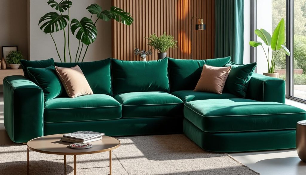 profitez ce samedi uniquement de notre canapé d’angle en velours à moins de 600 € : confort et élégance à prix exceptionnel, une offre à ne pas manquer !