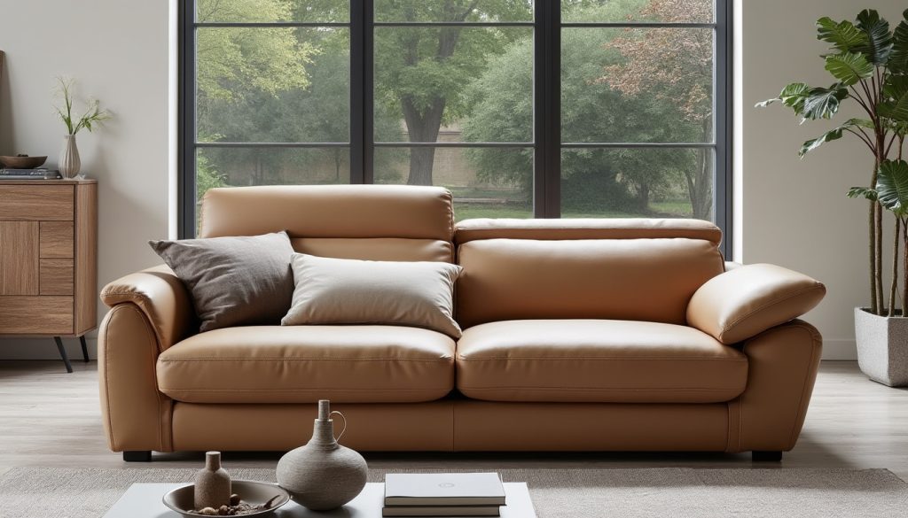 Dunlopillo canapé convertible cuir avec couchage 140 : confort et élégance au rendez-vous découvrez le canapé convertible en cuir dunlopillo avec couchage 140 cm, alliant confort optimal et design élégant pour un salon moderne et fonctionnel.